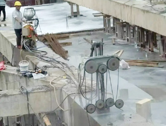 繩據切割拆除基坑支撐梁，基坑靜力拆除技術